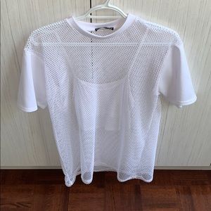 Mesh oversized tee with crop tank attached size S